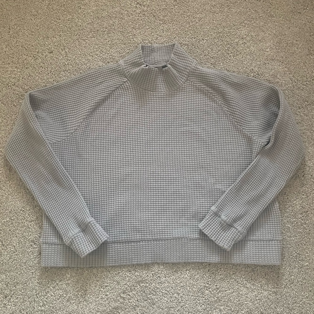 The North Face cropped gray turtle neck sweater.
